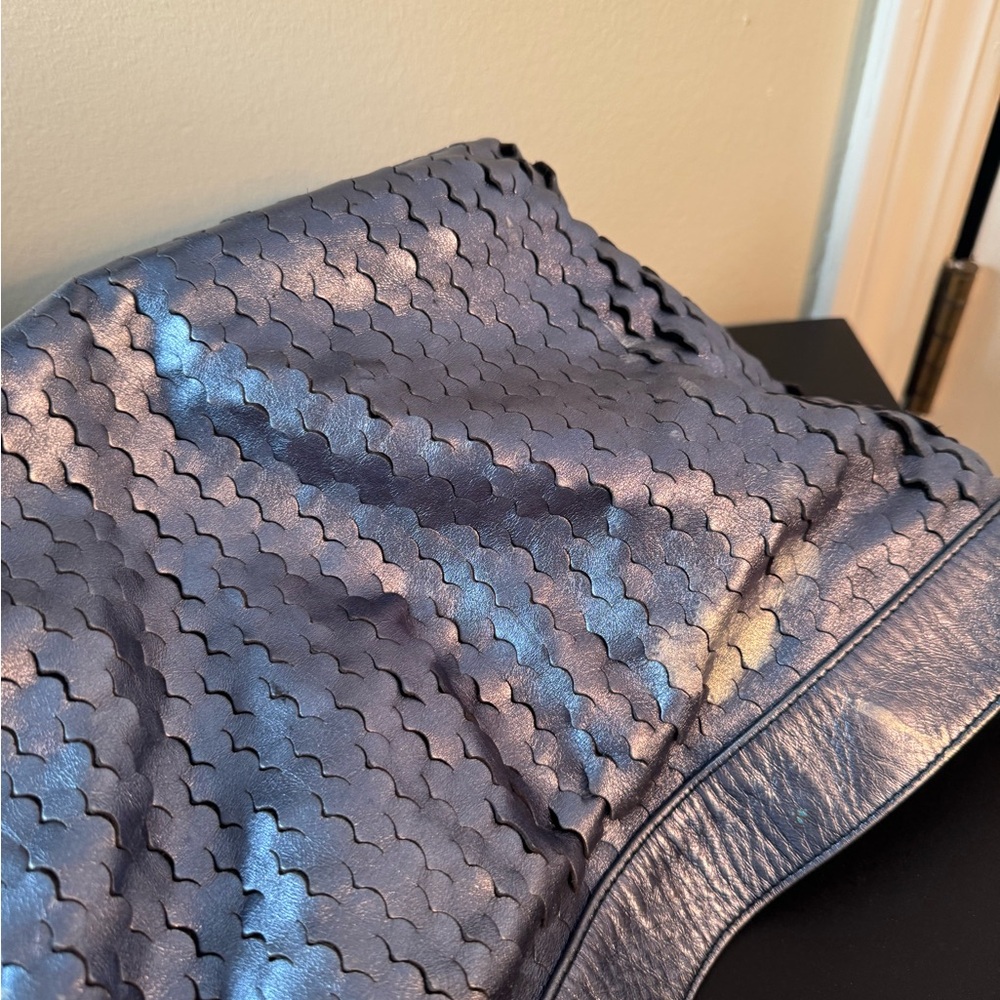 Woven Metallic Navy Hobo Bag - Women - Picture 2 of 9